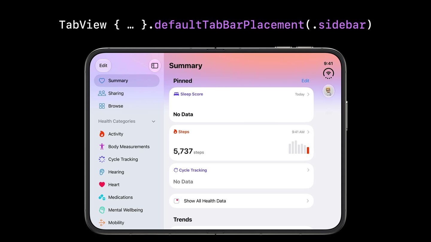 <b>Стратегия 3 — <code>defaultTabBarPlacement(.sidebar)</code>.</b>