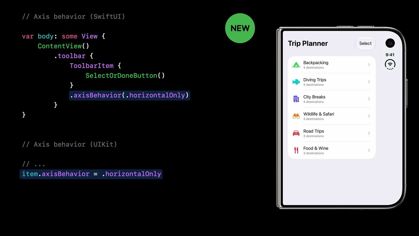 <b><code>.axisBehavior(.horizontalOnly)</code></b> — элемент, который не должен уезжать в вертикальный бар.