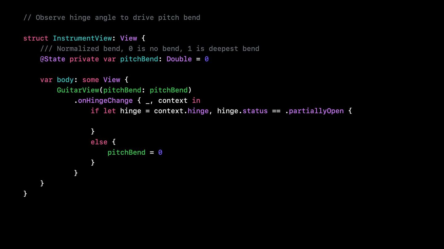 <b>Пример.</b> Угол сгиба управляет pitch bend в приложении-гитаре.